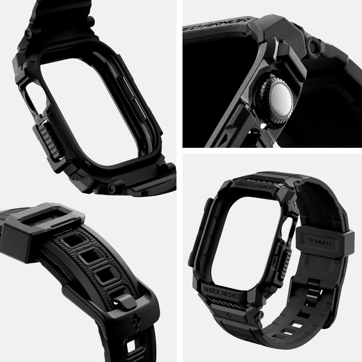 Etui z paskiem Spigen Rugged Armor Pro do Apple Watch 10 46 mm, czarne